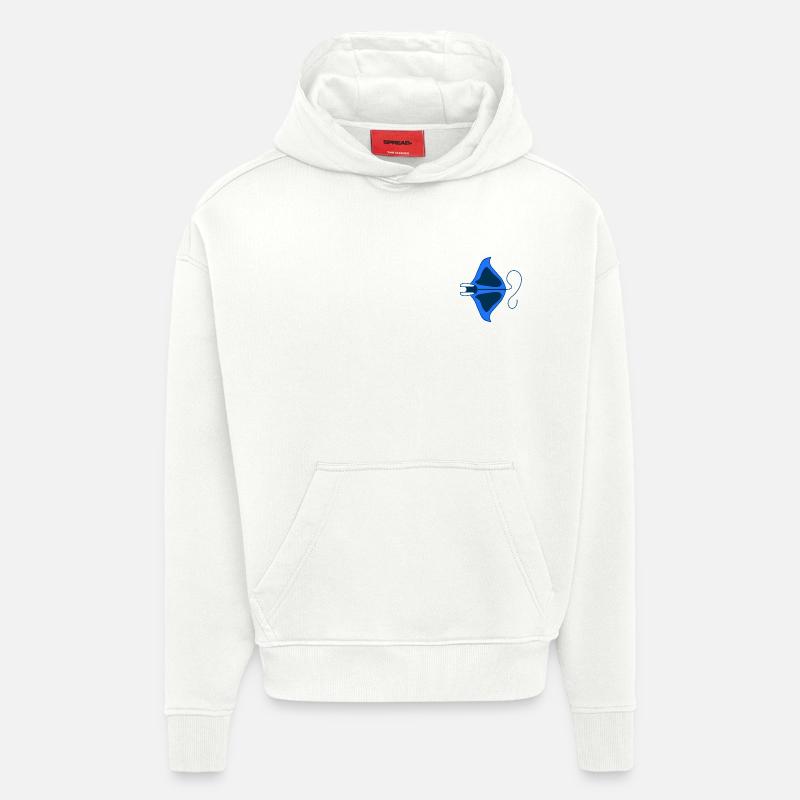 Manta Linear Blue Stylized - Hoodie- made by SPREAD  - OFF WHITE