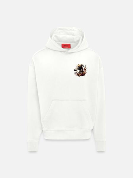 Greyhoundkopf Herbstrosenkranz - Hoodie- made by SPREAD - OFF WHITE