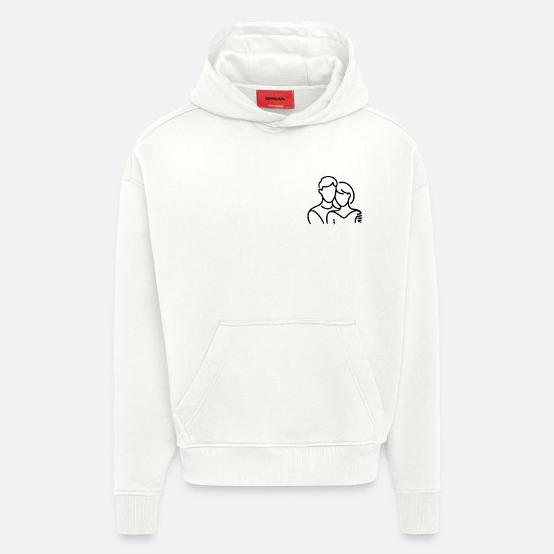 Conception d’impression abstraite en cycle naturel - Sweat à capuche bio épais oversize fabriqué en UE - OFF WHITE