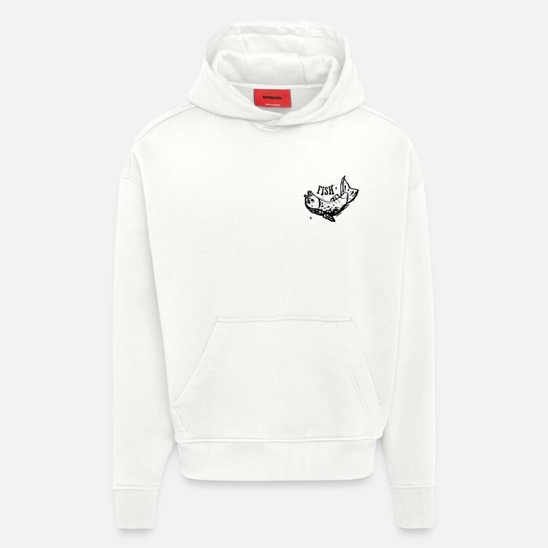 Poisson - Sweat à capuche bio épais oversize fabriqué en UE - OFF WHITE