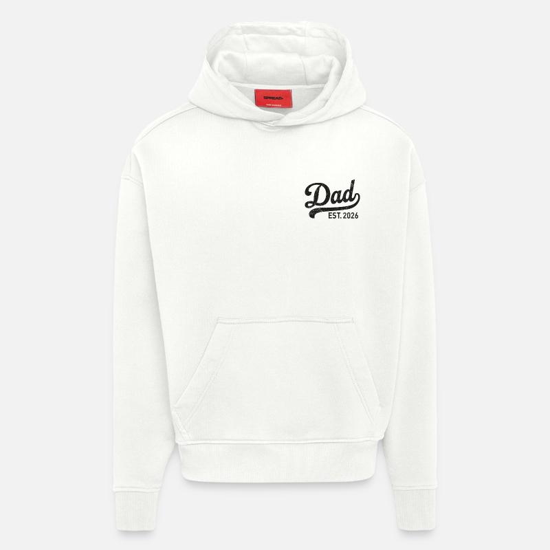 Dad Est. 2026 Rétro Script - Sweat à capuche bio épais oversize fabriqué en UE - OFF WHITE