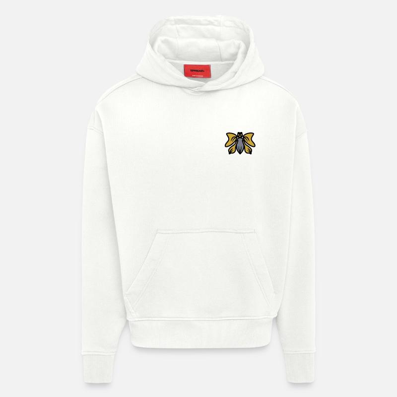Silhouette des ailes dorées - Sweat à capuche bio épais oversize fabriqué en UE - OFF WHITE