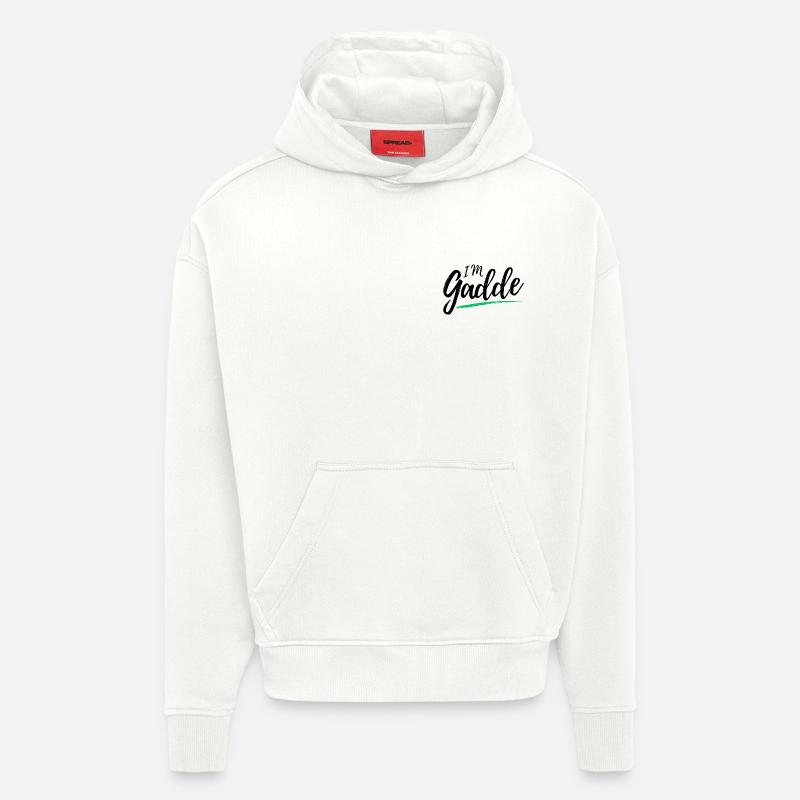 Im Gadde – Logo Sombre - Sweat à capuche bio épais oversize fabriqué en UE - OFF WHITE