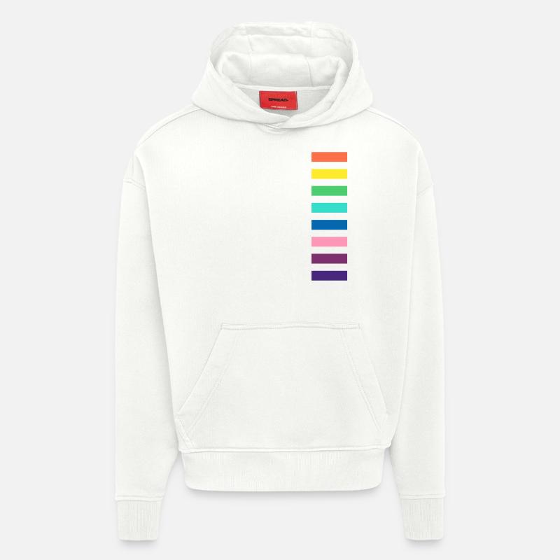 Nuances d’un arc-en-ciel - Sweat à capuche bio épais oversize fabriqué en UE - OFF WHITE