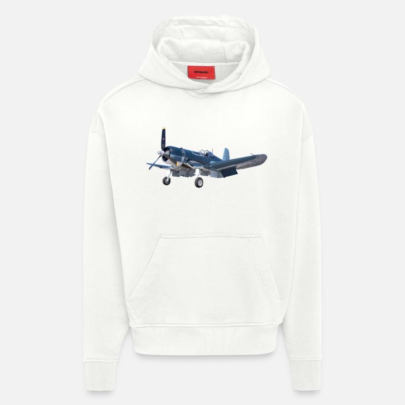 F4U Corsair - Sweat à capuche bio épais oversize fabriqué en UE - OFF WHITE