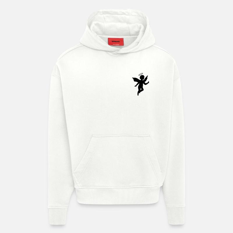 Petit ange avec une auréole - Sweat à capuche bio épais oversize fabriqué en UE - OFF WHITE