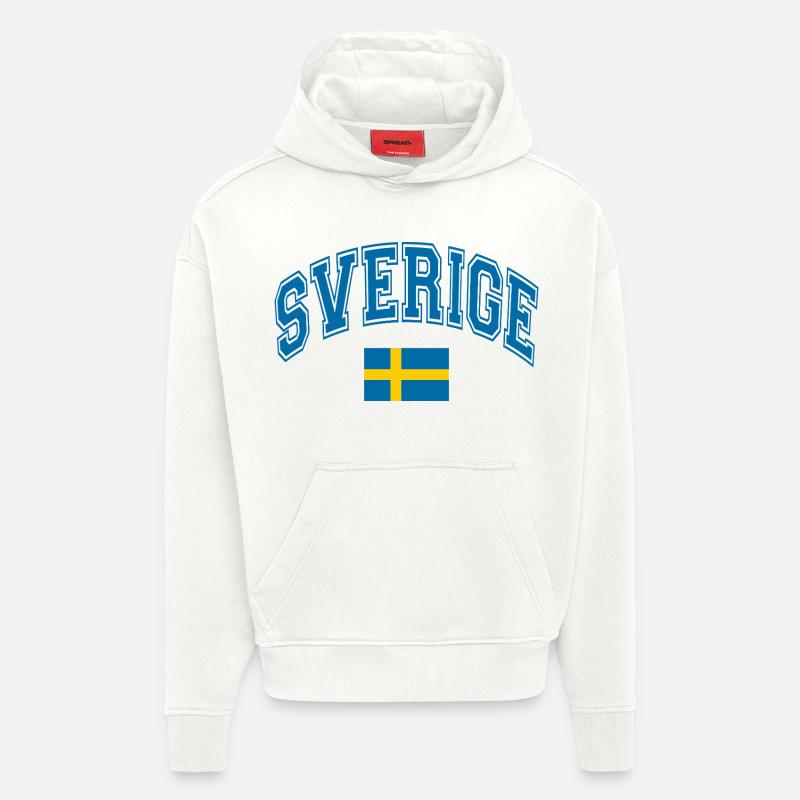 Drapeau de la Suède - Sweat à capuche bio épais oversize fabriqué en UE - OFF WHITE