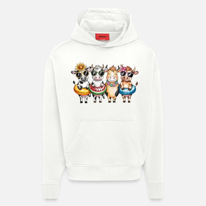 Vaches d’été - Sweat à capuche bio épais oversize fabriqué en UE - OFF WHITE