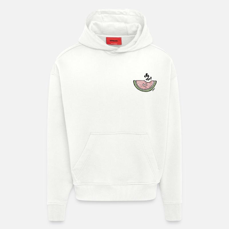 Pastèque - Sweat à capuche bio épais oversize fabriqué en UE - OFF WHITE