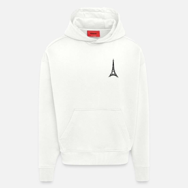 Tour Eiffel - Sweat à capuche bio épais oversize fabriqué en UE - OFF WHITE