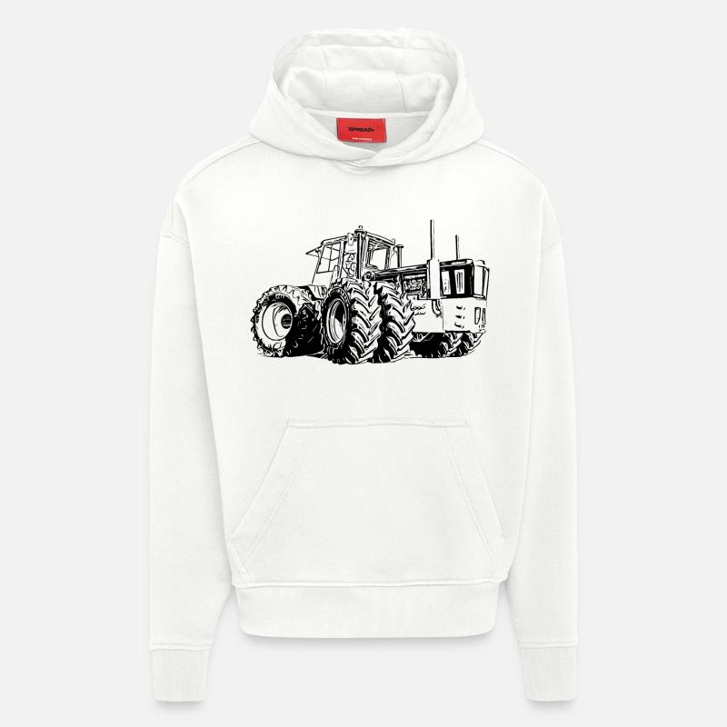 Tracteur Géant - Sweat à capuche bio épais oversize fabriqué en UE - OFF WHITE