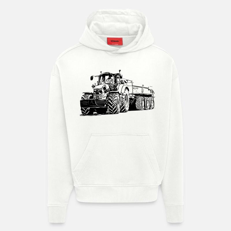 Traktor mit Anhänger - Hoodie- made by SPREAD  - OFF WHITE