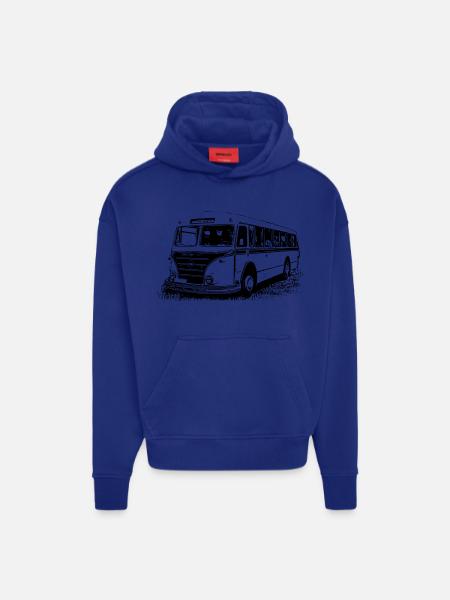Vintage Bus Power - Heavyweight oversized organic hoodie made in EU - OFF WHITE