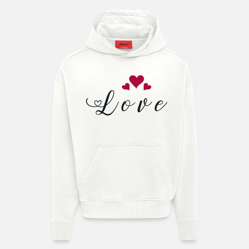 Amour Cœur Passion Sentiments Déclaration Amoureux - Sweat à capuche bio épais oversize fabriqué en UE - OFF WHITE
