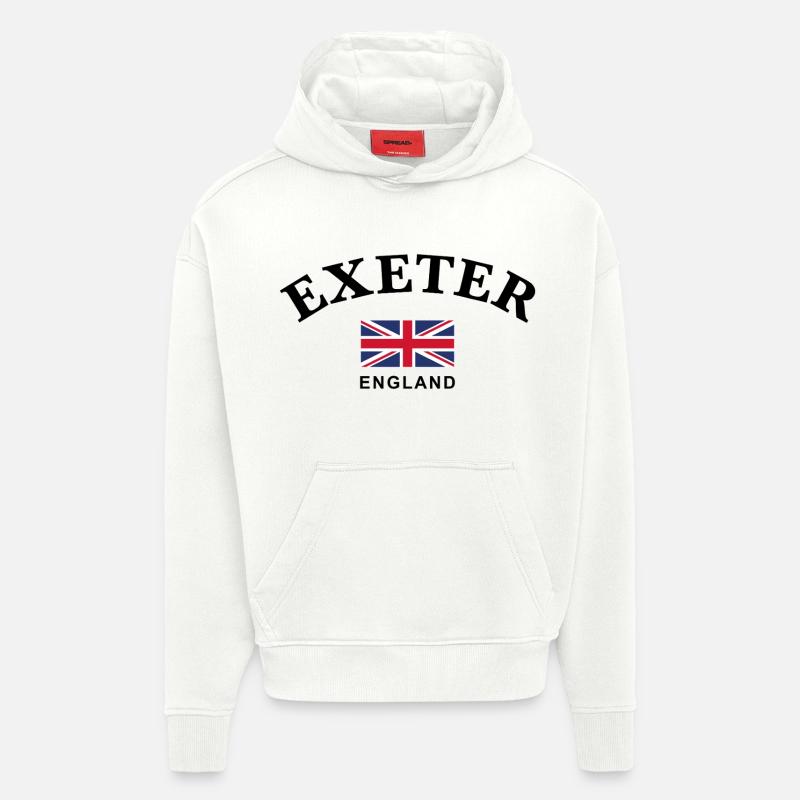Exeter, Angleterre - Sweat à capuche bio épais oversize fabriqué en UE - OFF WHITE