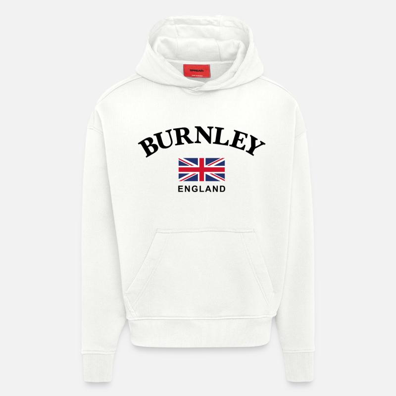 Burnley, Angleterre - Sweat à capuche bio épais oversize fabriqué en UE - OFF WHITE