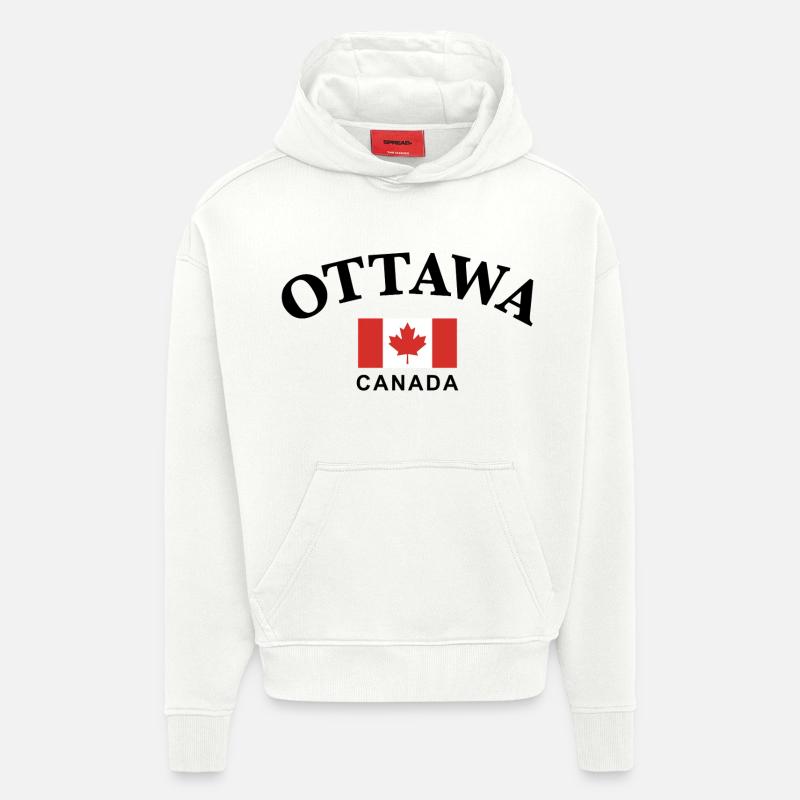 Ottawa, Canada - Sweat à capuche bio épais oversize fabriqué en UE - OFF WHITE