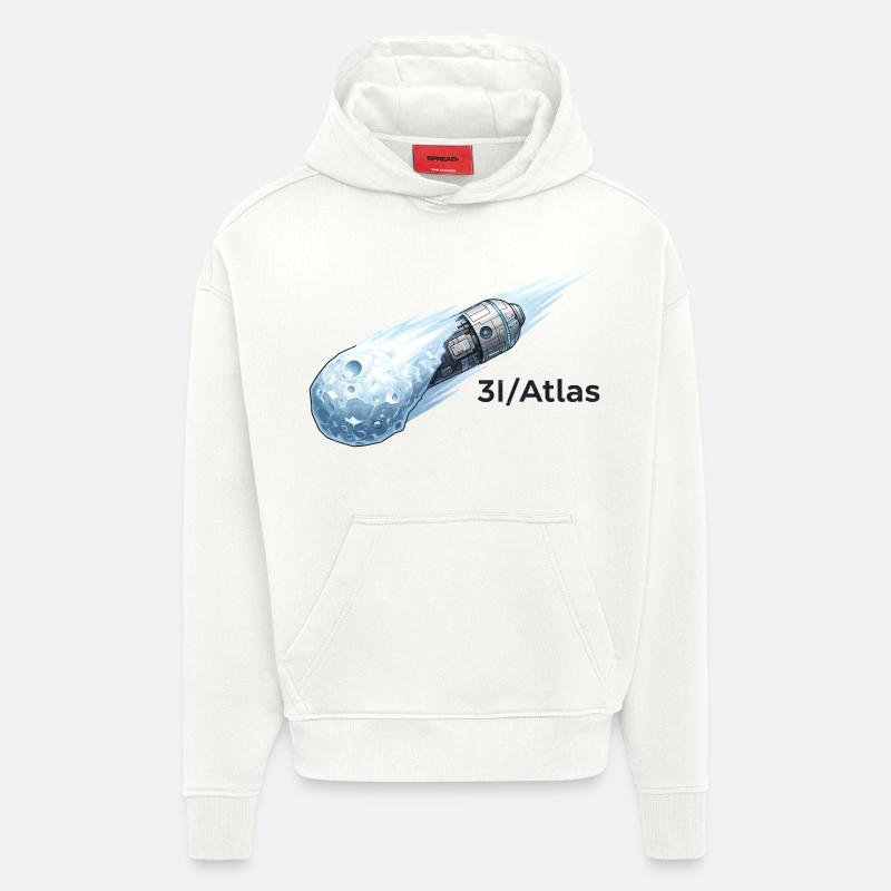 Vol d'une comète dans l'espace - Sweat à capuche bio épais oversize fabriqué en UE - OFF WHITE