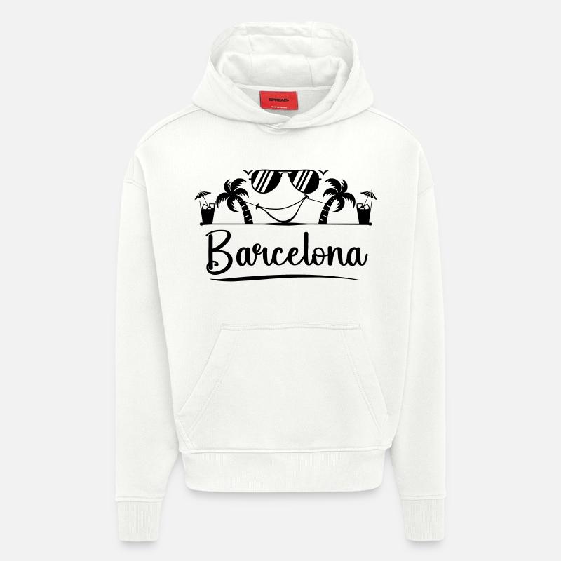 Barcelone - Sweat à capuche bio épais oversize fabriqué en UE - OFF WHITE