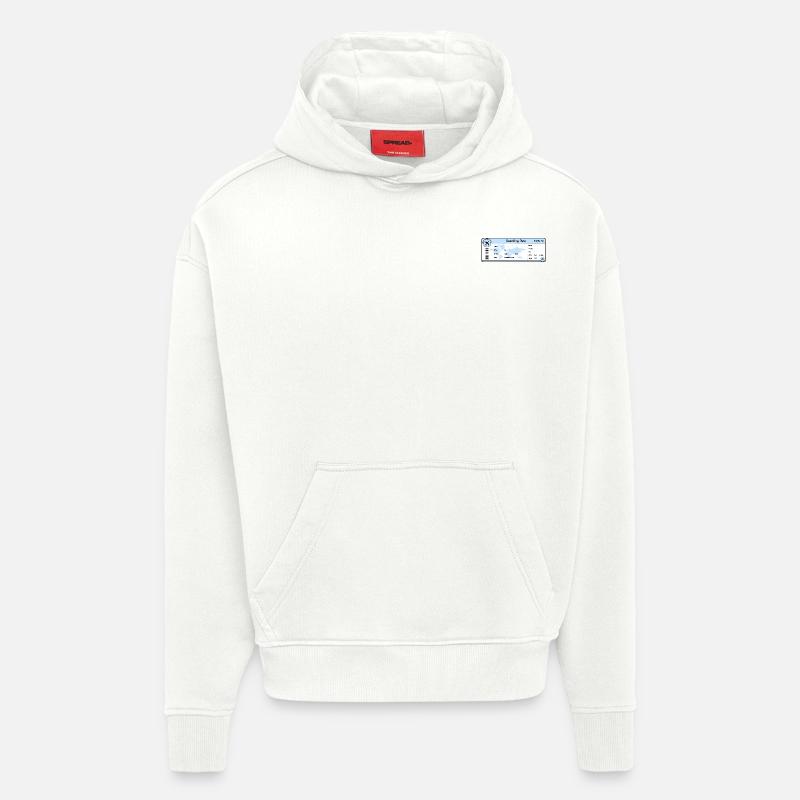 flybillett - boardingkort - Heavyweight Oversized Organic hettegenser produsert i EU - OFF WHITE