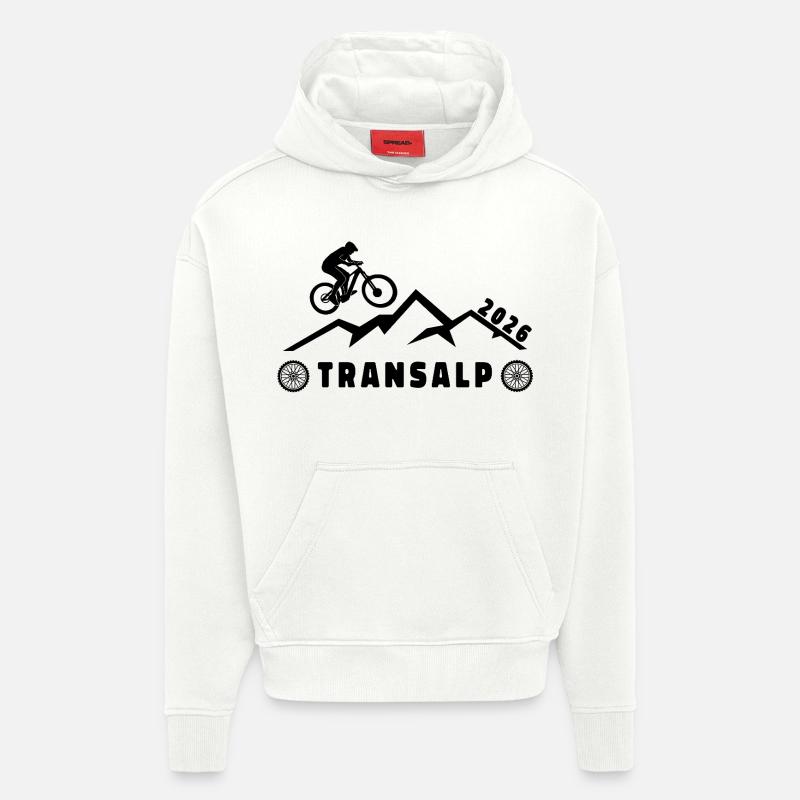 Transalp à vélo 2026 - Sweat à capuche bio épais oversize fabriqué en UE - OFF WHITE
