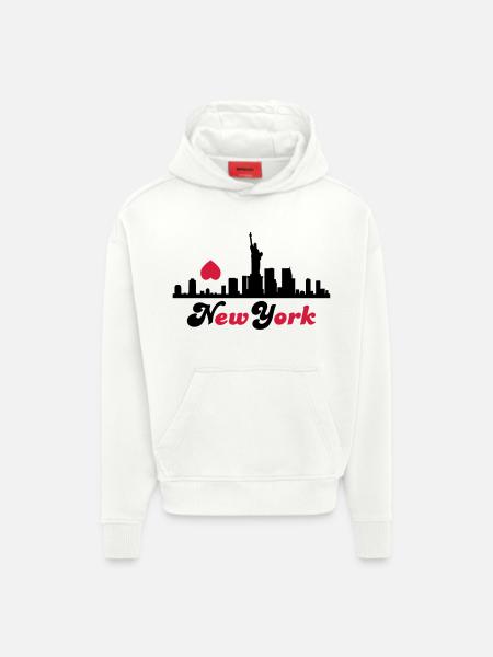 new_york - Sweat à capuche bio épais oversize fabriqué en UE - OFF WHITE