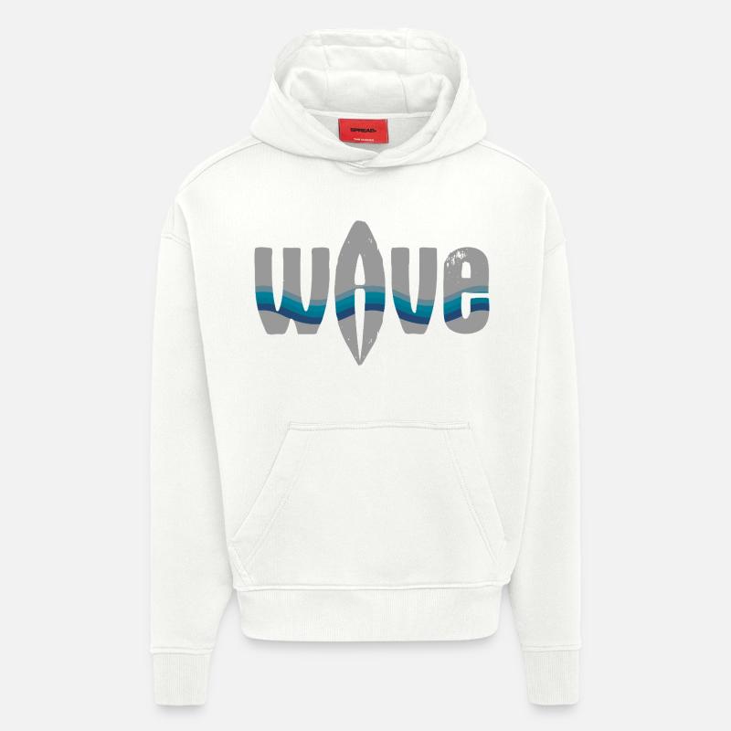 Vagues de mer Surfer Design - Sweat à capuche bio épais oversize fabriqué en UE - OFF WHITE