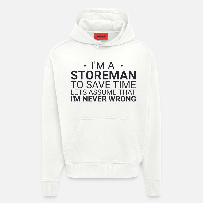 Storeman ne se trompe jamais - Sweat à capuche bio épais oversize fabriqué en UE - OFF WHITE