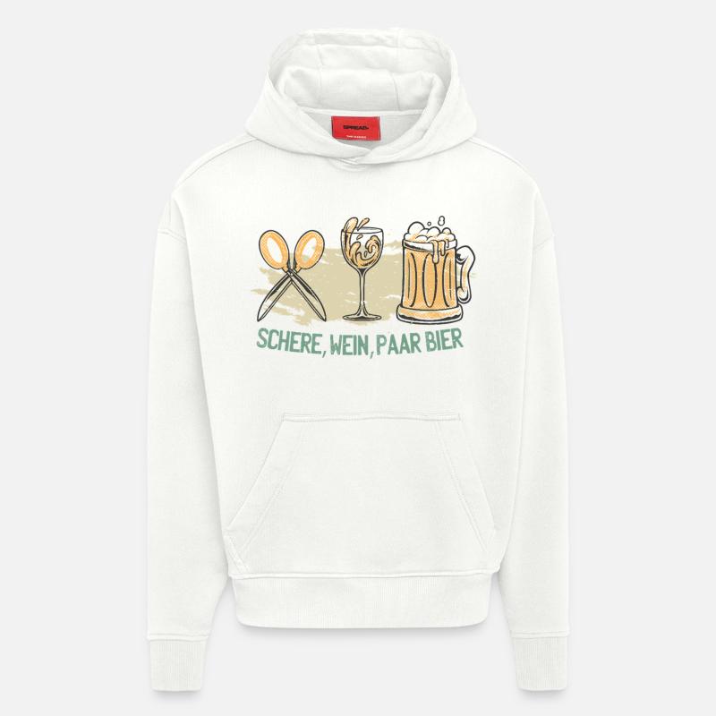 Bière de couple Vin Ciseaux - Sweat à capuche bio épais oversize fabriqué en UE - OFF WHITE