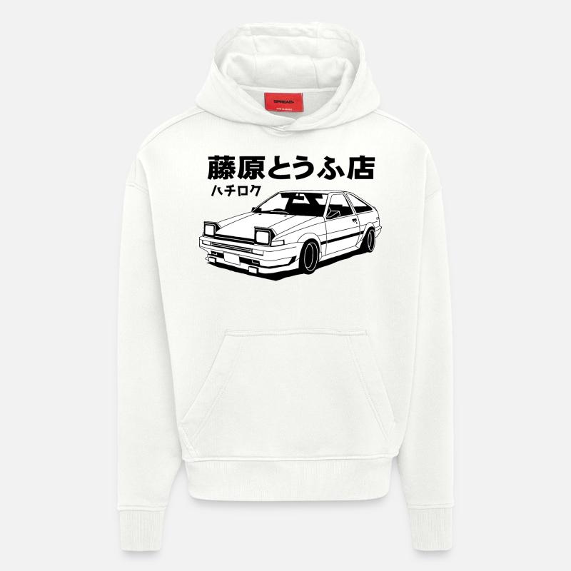 Initial D Sprinter Trueno AE86 - Sweat à capuche bio épais oversize fabriqué en UE - OFF WHITE