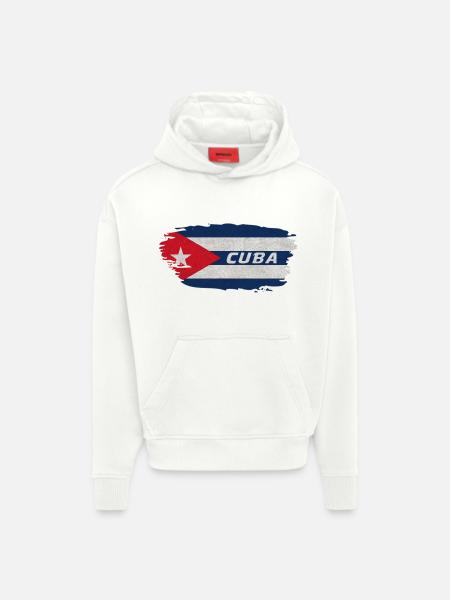 Cuba Drapeau / Caraïbe Cadeau - Sweat à capuche bio épais oversize fabriqué en UE - OFF WHITE