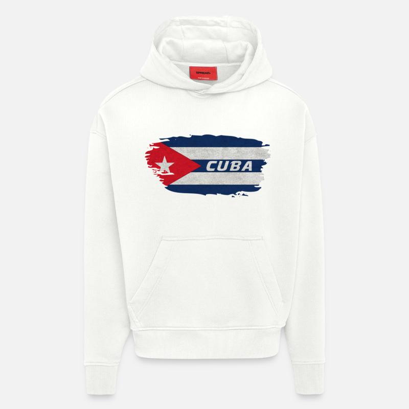 Cuba Drapeau / Caraïbe Cadeau - Sweat à capuche bio épais oversize fabriqué en UE - OFF WHITE