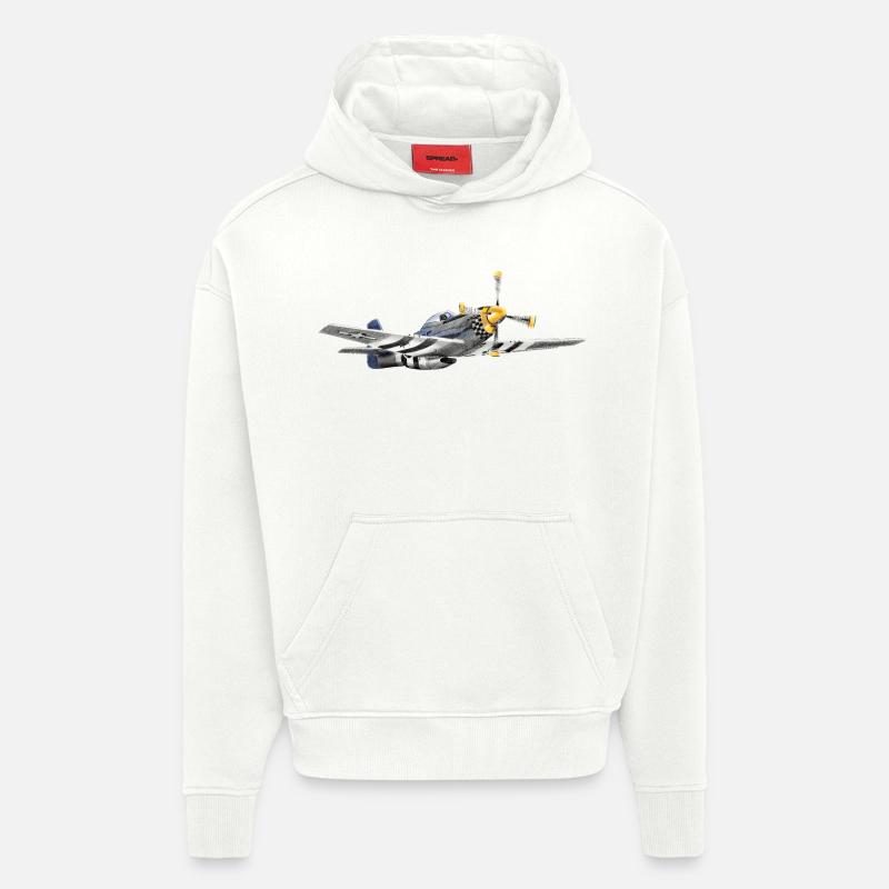 P-51 - Sweat à capuche bio épais oversize fabriqué en UE - OFF WHITE