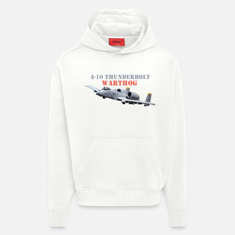 A-10 Thundertbolt - Sweat à capuche bio épais oversize fabriqué en UE - OFF WHITE
