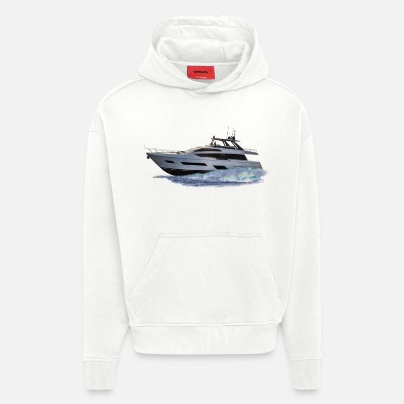 bateau à moteur - Sweat à capuche bio épais oversize fabriqué en UE - OFF WHITE