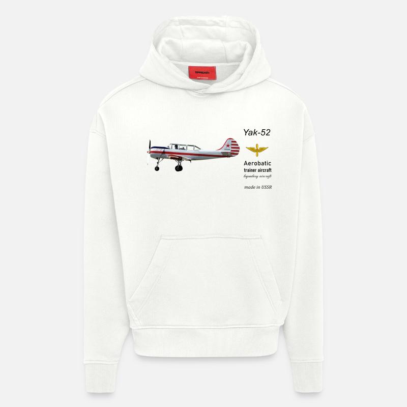 Yak-52 - Sweat à capuche bio épais oversize fabriqué en UE - OFF WHITE