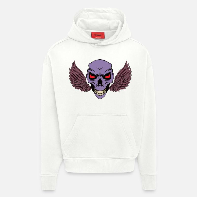 Skelettschädel mit Flügeln - Hoodie- made by SPREAD  - OFF WHITE