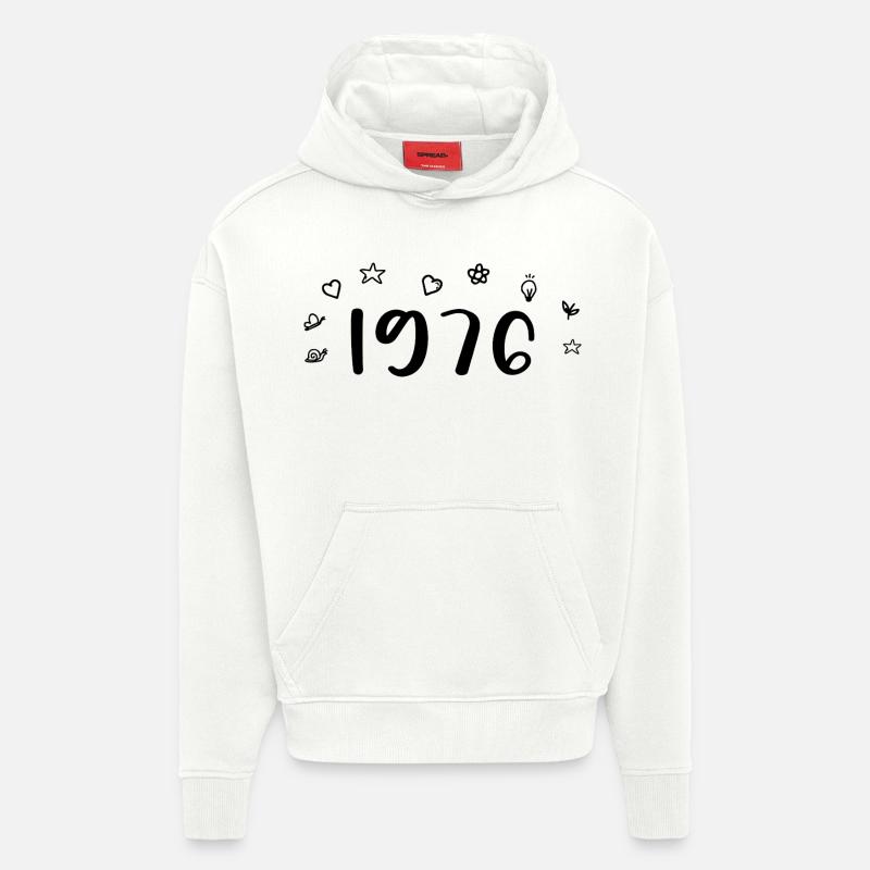 1976 Anniversaire 1976 Retro 1976 - Sweat à capuche bio épais oversize fabriqué en UE - OFF WHITE