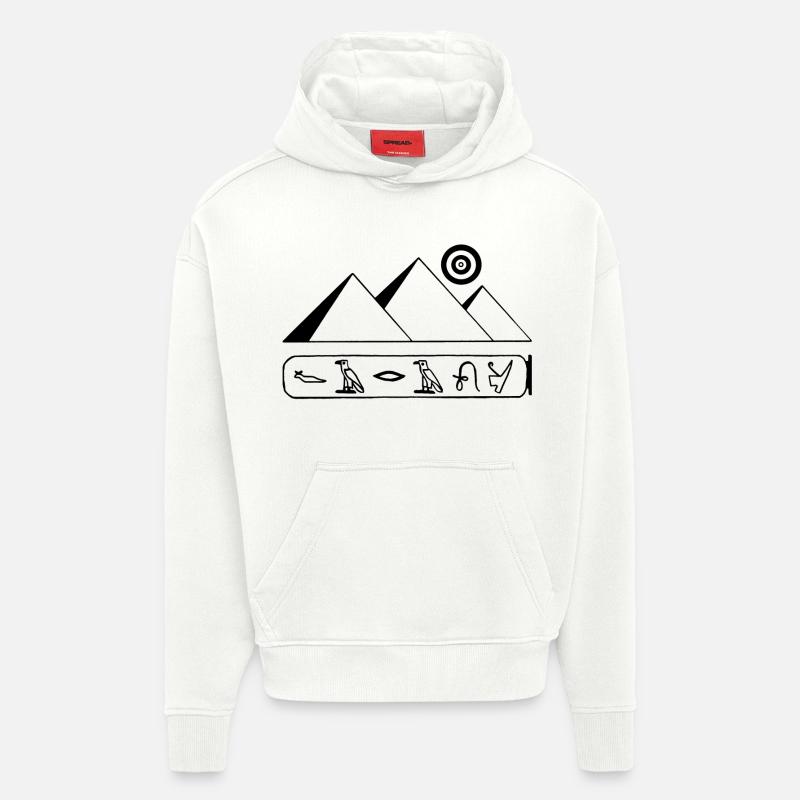 Pyramides et pharaons noirs - Sweat à capuche bio épais oversize fabriqué en UE - OFF WHITE