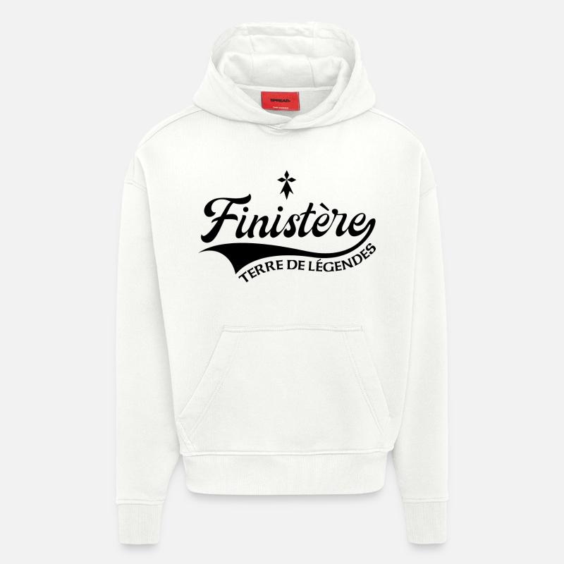 Finistère Terre de légendes avec Hermine - Sweat à capuche bio épais oversize fabriqué en UE - OFF WHITE