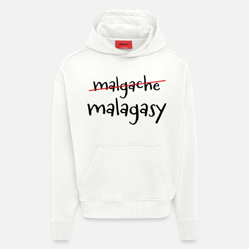 Ligne Rouge Diagonale - Sweat à capuche bio épais oversize fabriqué en UE - OFF WHITE