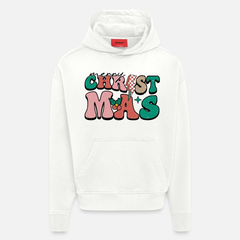Noël - Sweat à capuche bio épais oversize fabriqué en UE - OFF WHITE