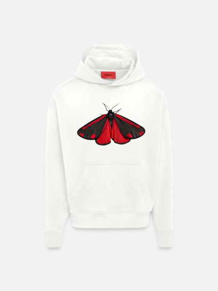 Cinnabar Moth Tyria jacobaeae - Hoodie- made by SPREAD - OFF WHITE