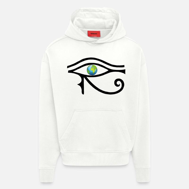 Regard sur le monde (noir) - Sweat à capuche bio épais oversize fabriqué en UE - OFF WHITE