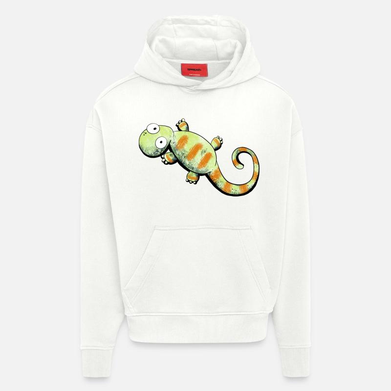 Happy Gecko I Echse - Hoodie- made by SPREAD  - OFF WHITE