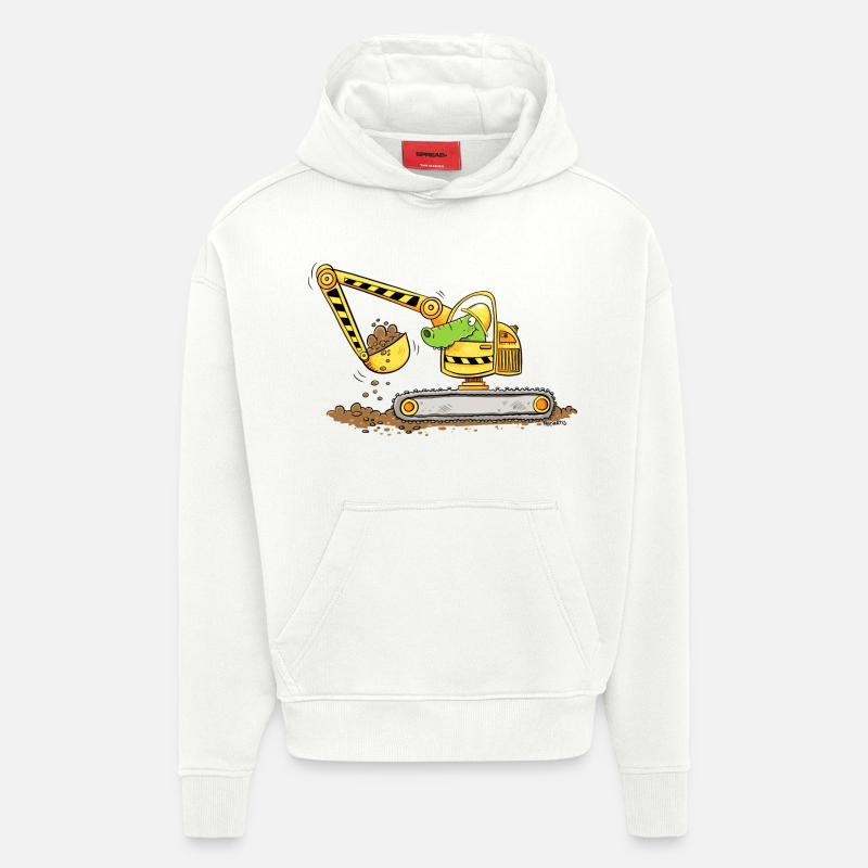 Bagger Mit Krokodil Baustelle Baggerfahrer Jungen - Hoodie- made by SPREAD  - OFF WHITE
