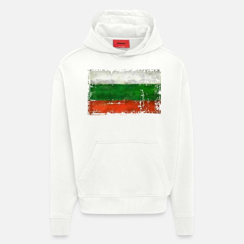 Bulgarie - Bulgarie - Sweat à capuche bio épais oversize fabriqué en UE - OFF WHITE