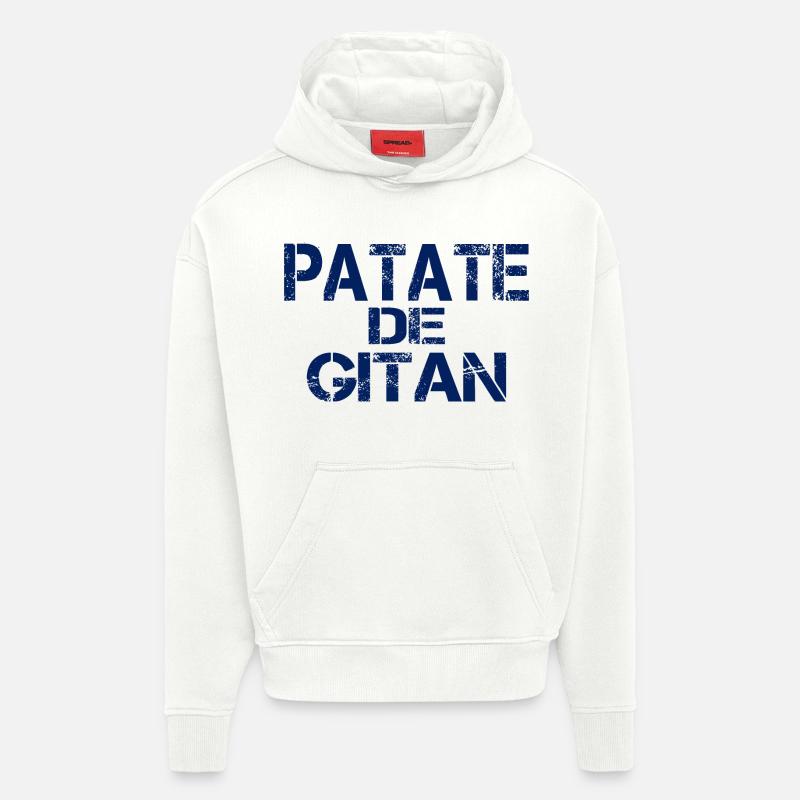 Patate GITAN bleu - Sweat à capuche bio épais oversize fabriqué en UE - OFF WHITE