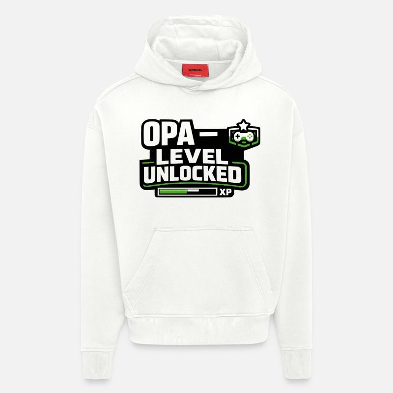 Jeu à niveaux débloqués - Sweat à capuche bio épais oversize fabriqué en UE - OFF WHITE