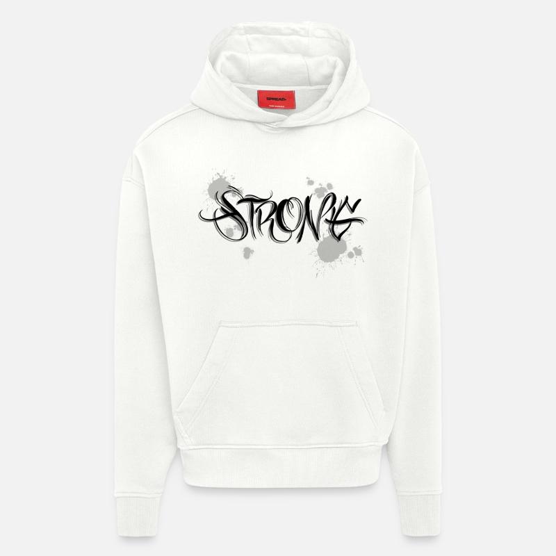 Stark Strong Motivation Graffiti - Hoodie- made by SPREAD  - OFF WHITE
